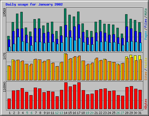 Daily usage for January 2002