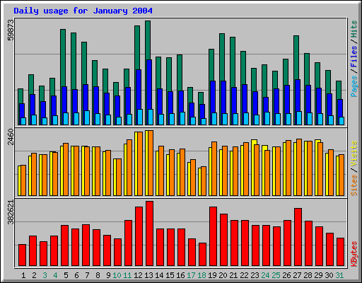 Daily usage for January 2004