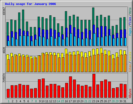 Daily usage for January 2006