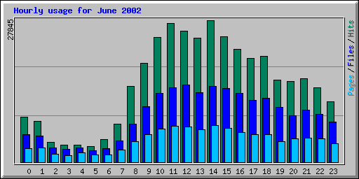 Hourly usage for June 2002
