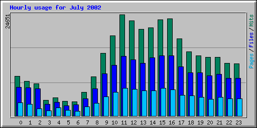 Hourly usage for July 2002