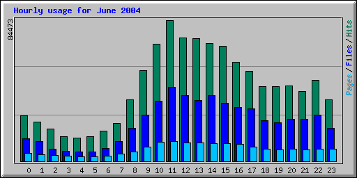 Hourly usage for June 2004