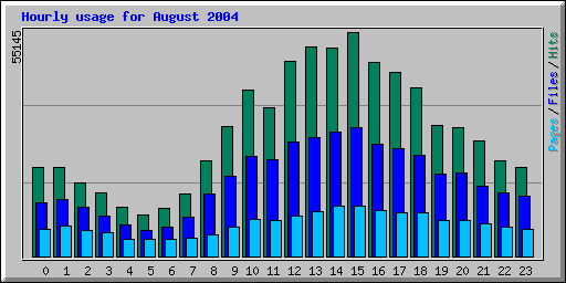 Hourly usage for August 2004