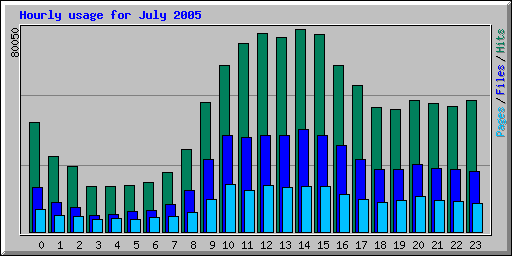 Hourly usage for July 2005