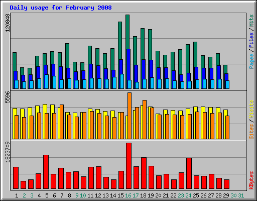 Daily usage for February 2008