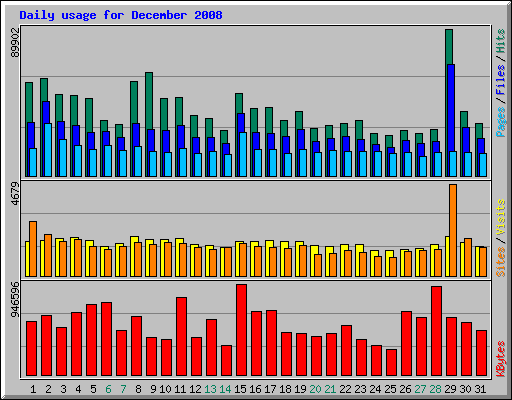 Daily usage for December 2008