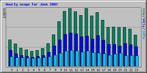 Hourly usage for June 2007