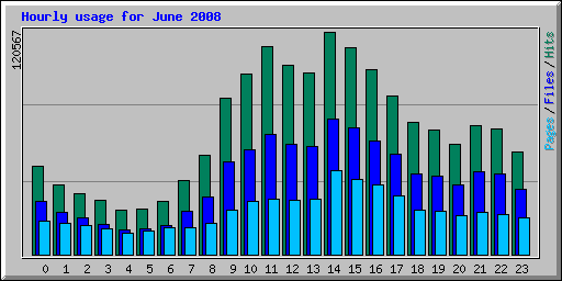Hourly usage for June 2008