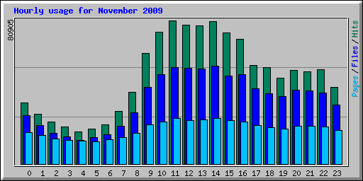 Hourly usage for November 2009